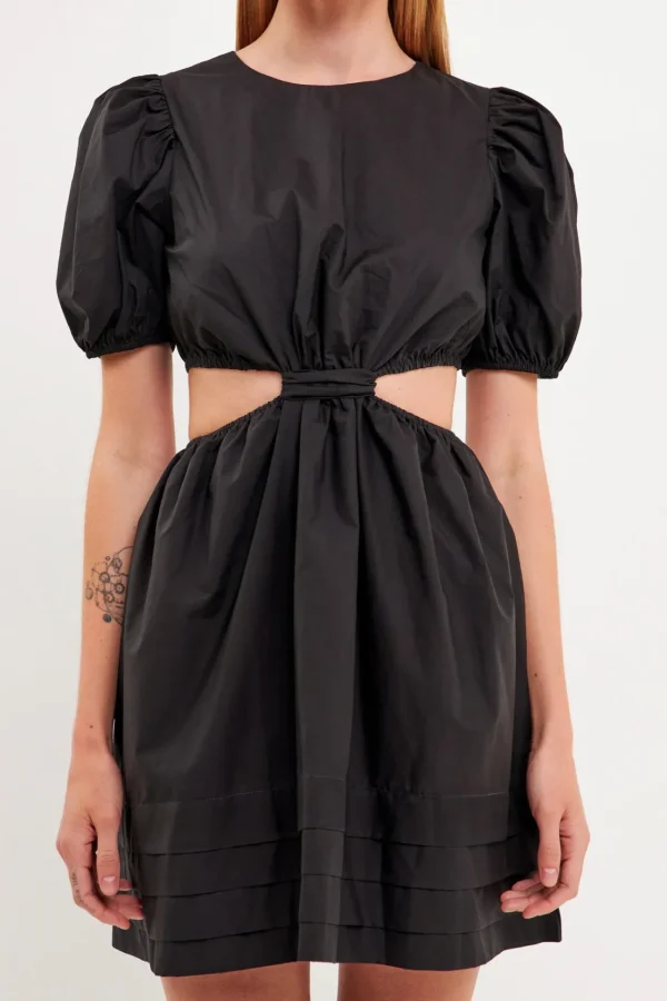 ENGLISH FACTORY Tops*- Pleats with Cut-out Detail Mini Dress