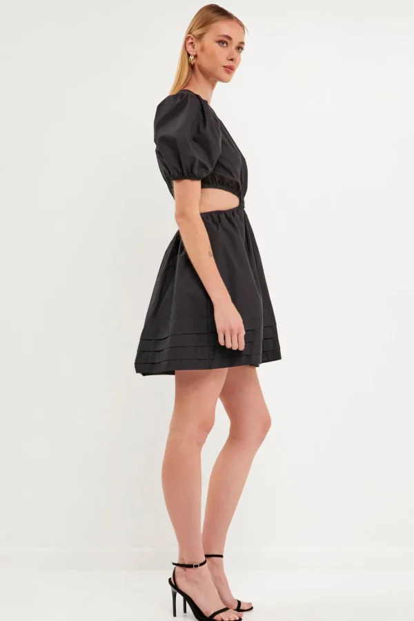 ENGLISH FACTORY Tops*- Pleats with Cut-out Detail Mini Dress