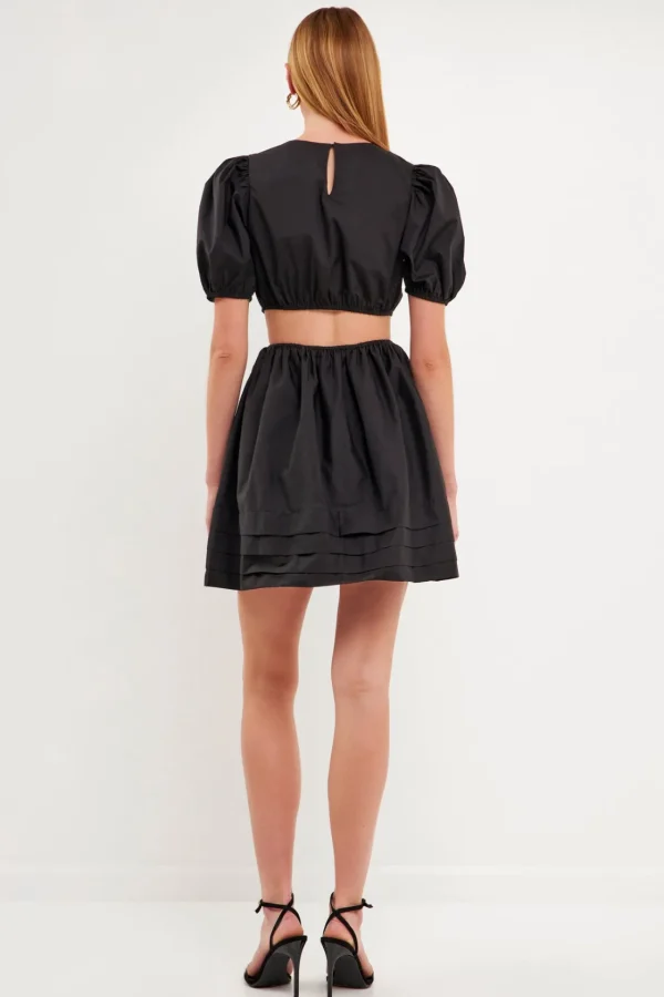 ENGLISH FACTORY Tops*- Pleats with Cut-out Detail Mini Dress