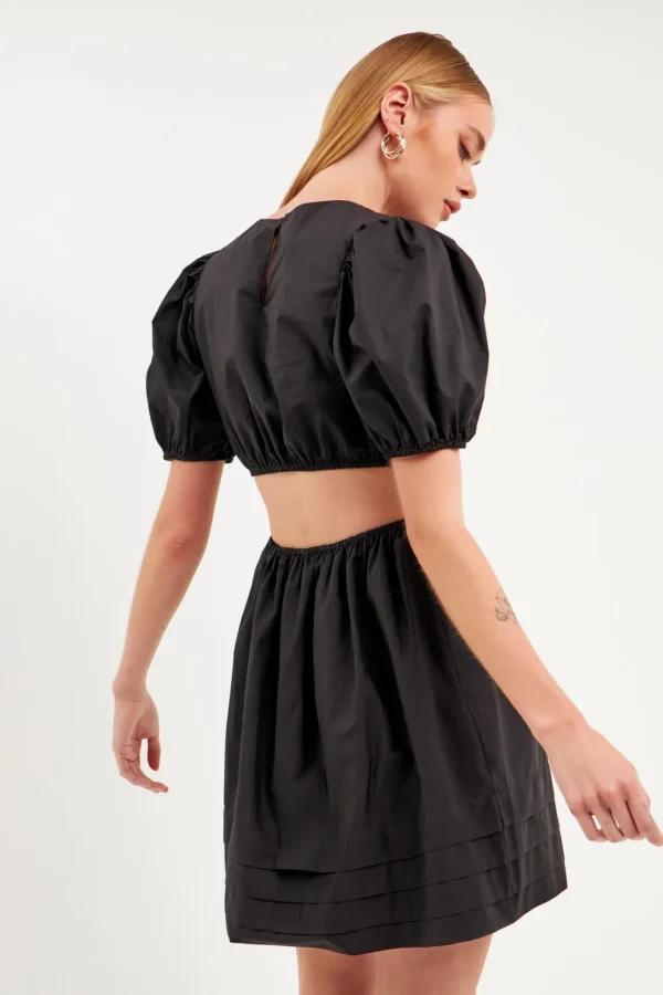 ENGLISH FACTORY Tops*- Pleats with Cut-out Detail Mini Dress