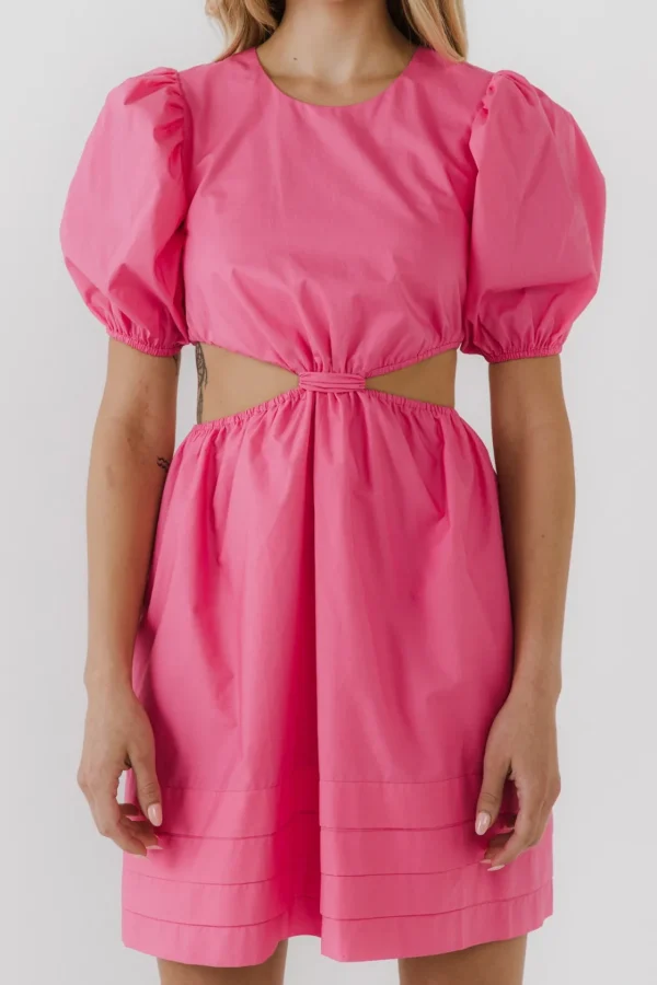 ENGLISH FACTORY Tops*- Pleats with Cut-out Detail Mini Dress