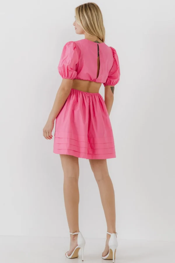 ENGLISH FACTORY Tops*- Pleats with Cut-out Detail Mini Dress