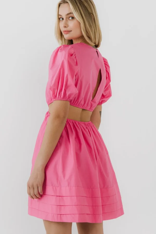 ENGLISH FACTORY Tops*- Pleats with Cut-out Detail Mini Dress