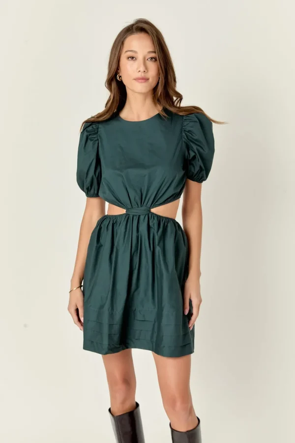 ENGLISH FACTORY Tops*- Pleats with Cut-out Detail Mini Dress