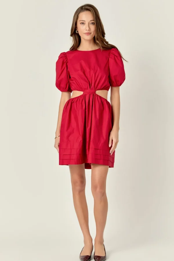 ENGLISH FACTORY Tops*- Pleats with Cut-out Detail Mini Dress