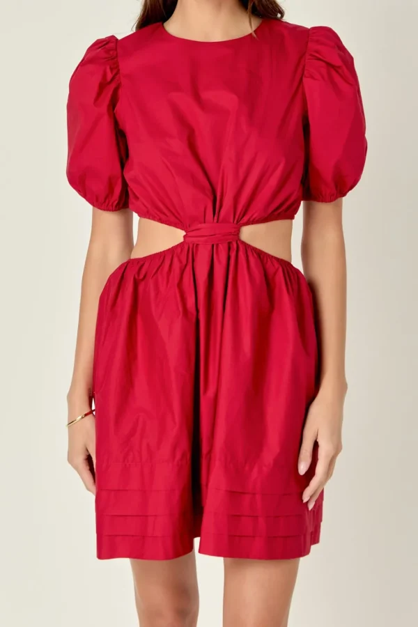 ENGLISH FACTORY Tops*- Pleats with Cut-out Detail Mini Dress