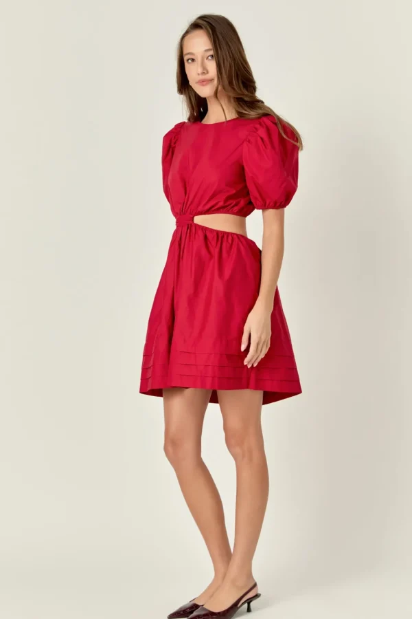 ENGLISH FACTORY Tops*- Pleats with Cut-out Detail Mini Dress