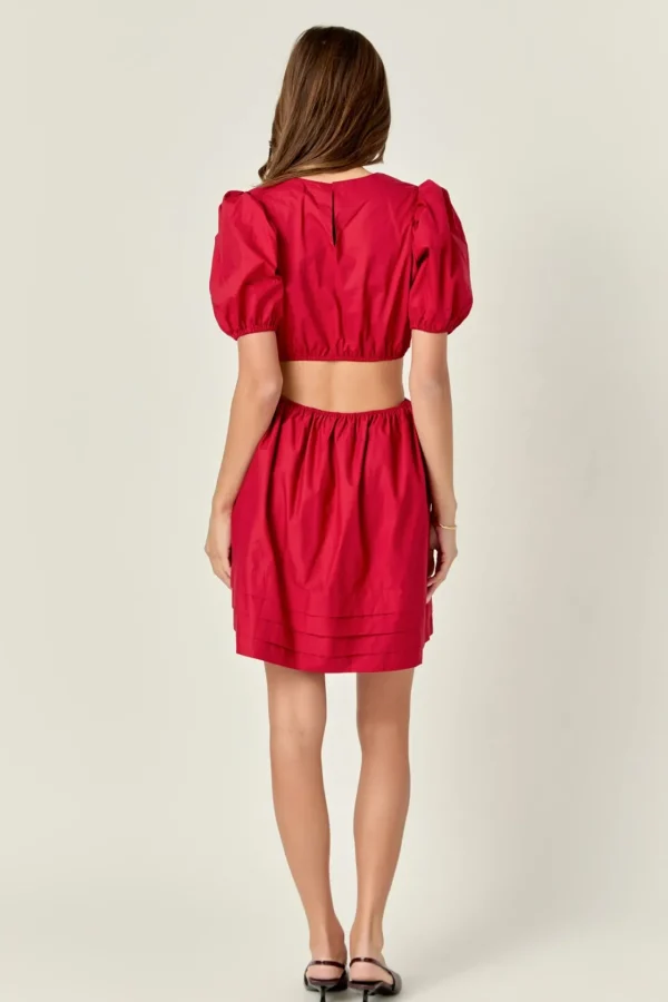 ENGLISH FACTORY Tops*- Pleats with Cut-out Detail Mini Dress