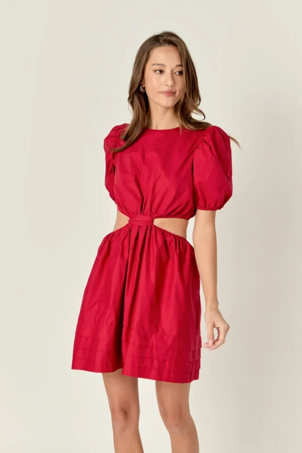 ENGLISH FACTORY Tops*- Pleats with Cut-out Detail Mini Dress