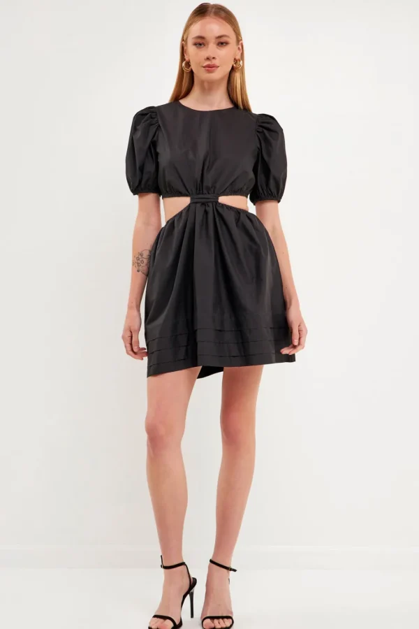 ENGLISH FACTORY Tops*- Pleats with Cut-out Detail Mini Dress
