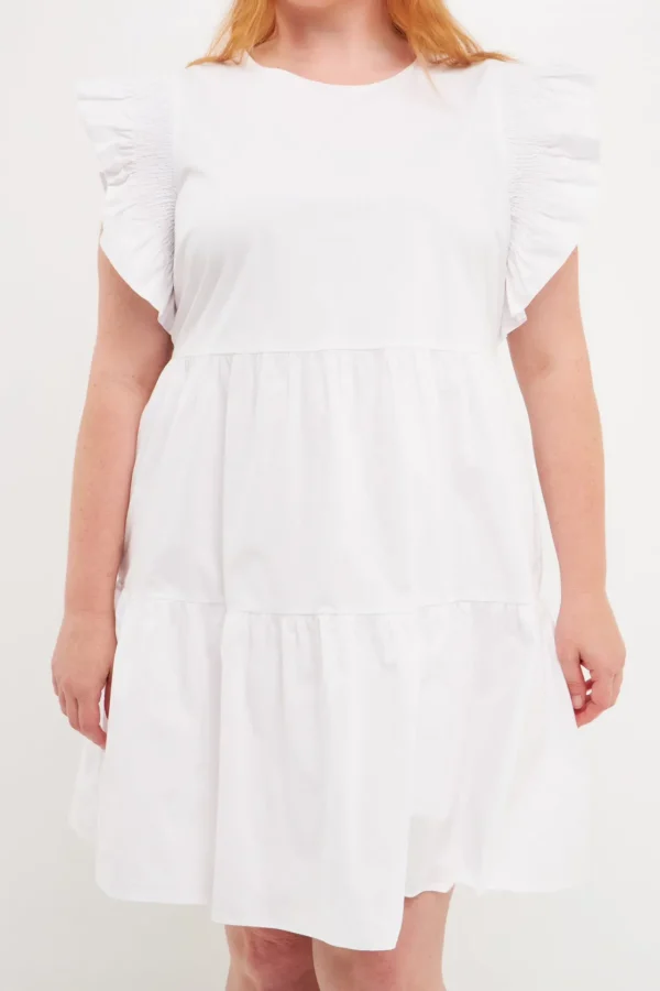 ENGLISH FACTORY Tops*- Plus Size Ruffled Babydoll Mini Dress