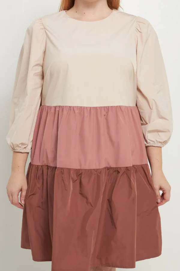ENGLISH FACTORY Tops*- Plus Size Colorblock Mini Dress MULTI
