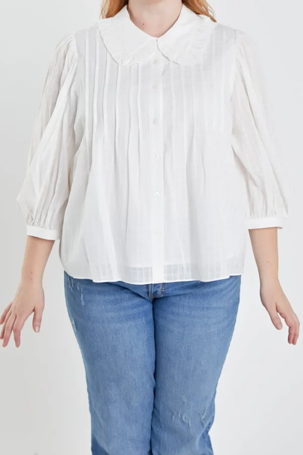 ENGLISH FACTORY Tops | Shirts & Blouses*- Plus Size Ruffled Collar Blouse
