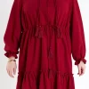ENGLISH FACTORY Tops*- Plus Size Tassel Trim Dress With Ruffled Hem