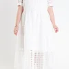 ENGLISH FACTORY Tops*- Plus Size Gridded Organza Tiered Maxi Dress