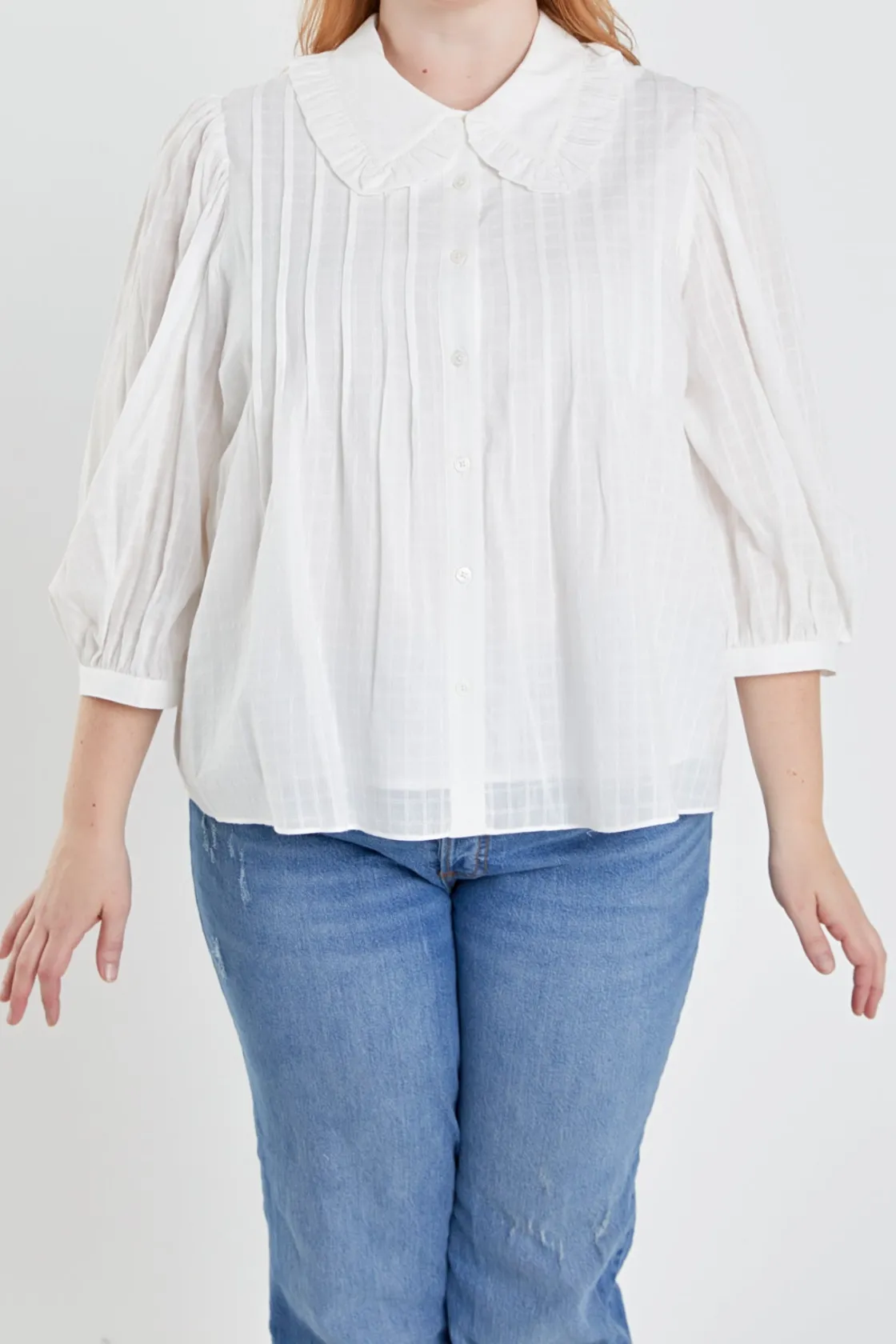 english_factory__plus_siz_0.webp ENGLISH FACTORY Tops | Shirts & Blouses*- Plus Size Ruffled Collar Blouse
