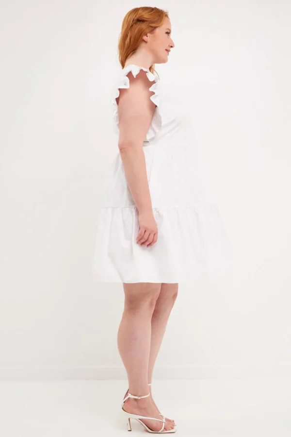 ENGLISH FACTORY Tops*- Plus Size Ruffled Babydoll Mini Dress