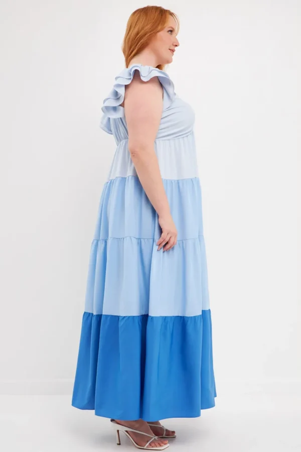 ENGLISH FACTORY Tops*- Plus Size Sweet Heart Color Block Maxi Dress