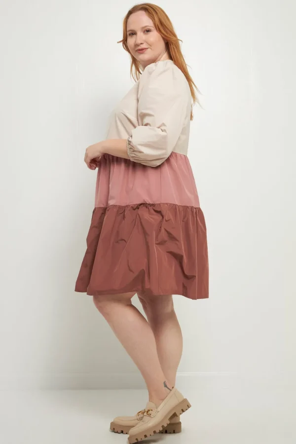 ENGLISH FACTORY Tops*- Plus Size Colorblock Mini Dress MULTI