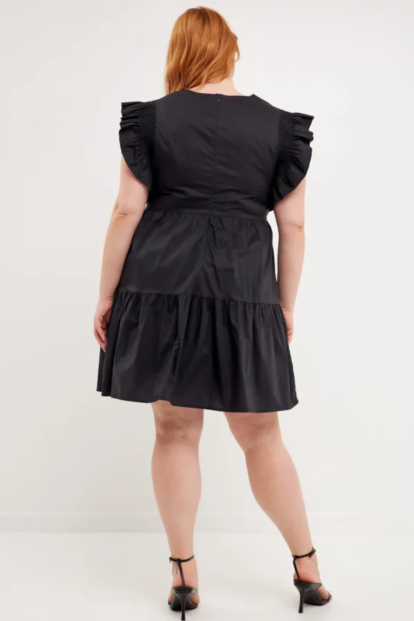 ENGLISH FACTORY Tops*- Plus Size Ruffled Babydoll Mini Dress
