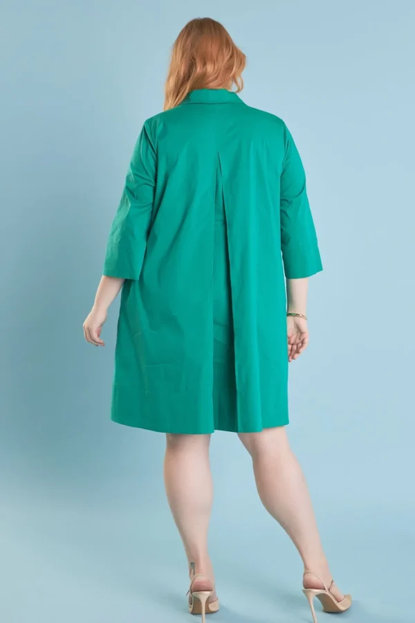ENGLISH FACTORY Tops*- Plus Size A-Line Kaftan Collar Dress GREEN