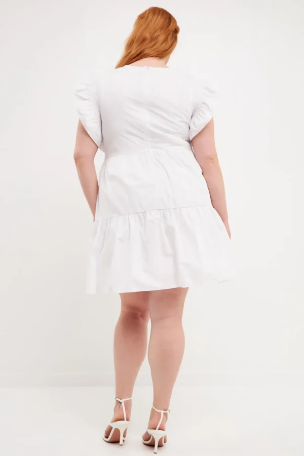 ENGLISH FACTORY Tops*- Plus Size Ruffled Babydoll Mini Dress