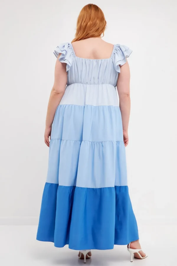 ENGLISH FACTORY Tops*- Plus Size Sweet Heart Color Block Maxi Dress
