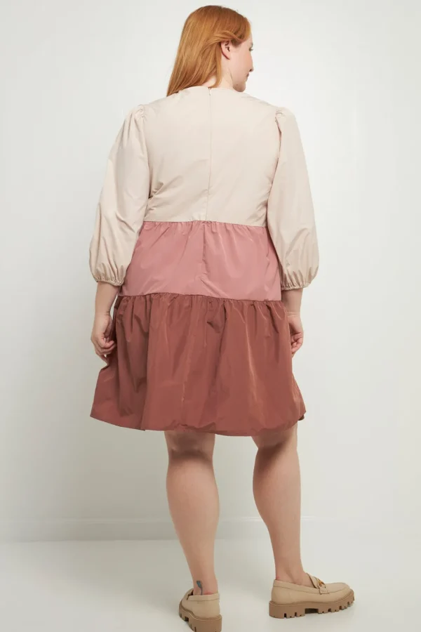 ENGLISH FACTORY Tops*- Plus Size Colorblock Mini Dress MULTI