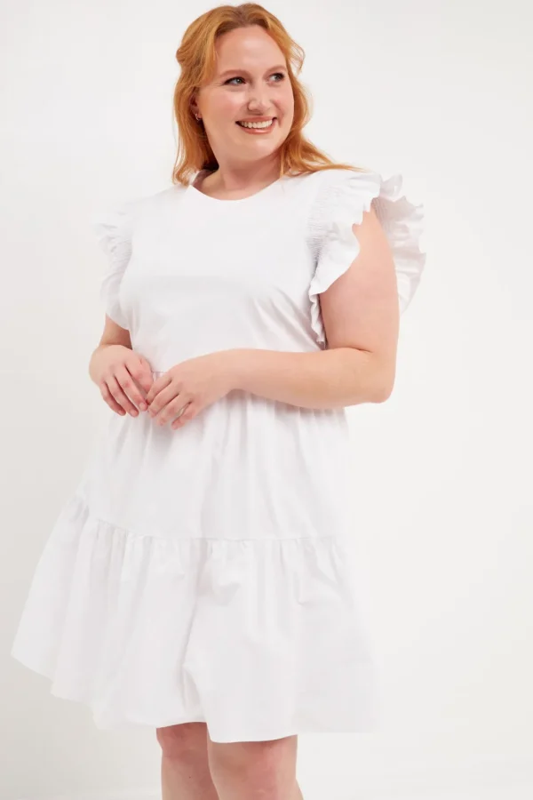 ENGLISH FACTORY Tops*- Plus Size Ruffled Babydoll Mini Dress