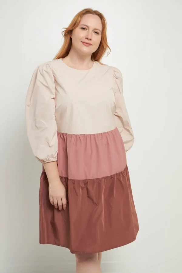 ENGLISH FACTORY Tops*- Plus Size Colorblock Mini Dress MULTI