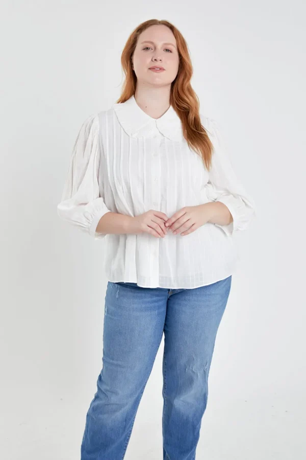 ENGLISH FACTORY Tops | Shirts & Blouses*- Plus Size Ruffled Collar Blouse