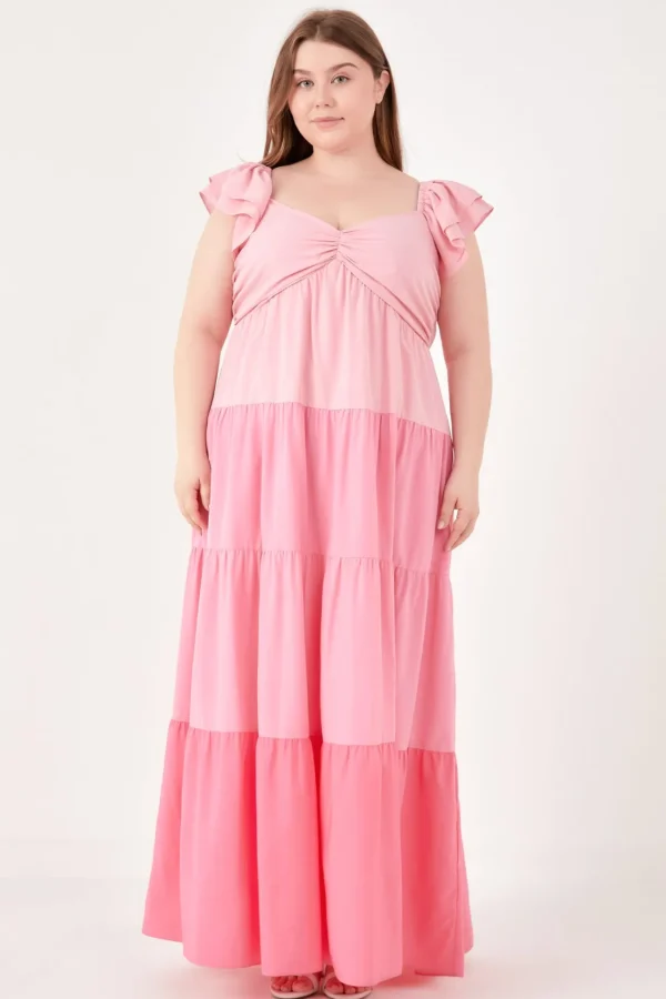 ENGLISH FACTORY Tops*- Plus Size Sweet Heart Color Block Maxi Dress