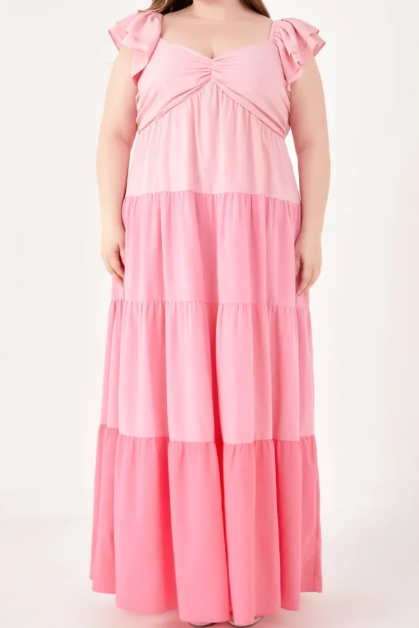ENGLISH FACTORY Tops*- Plus Size Sweet Heart Color Block Maxi Dress
