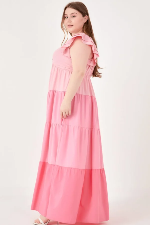 ENGLISH FACTORY Tops*- Plus Size Sweet Heart Color Block Maxi Dress