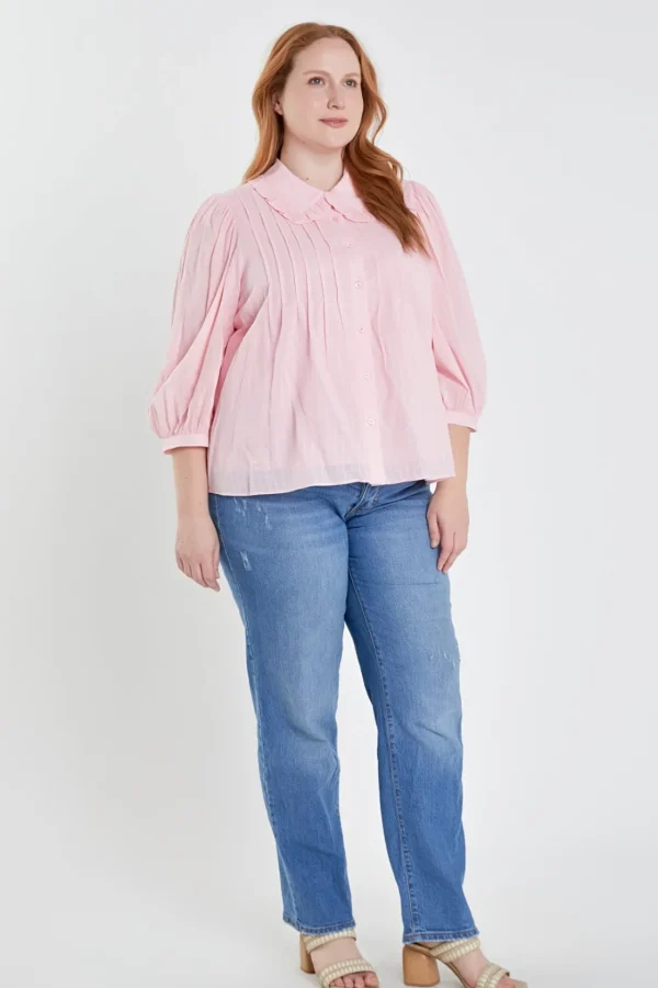 ENGLISH FACTORY Tops | Shirts & Blouses*- Plus Size Ruffled Collar Blouse