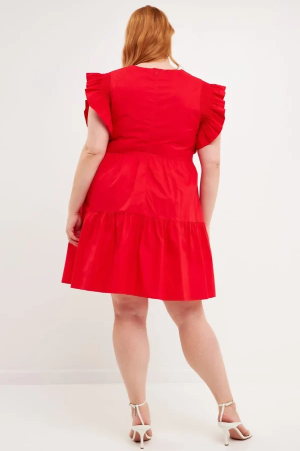 ENGLISH FACTORY Tops*- Plus Size Ruffled Babydoll Mini Dress