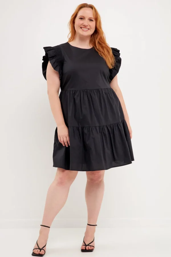 ENGLISH FACTORY Tops*- Plus Size Ruffled Babydoll Mini Dress