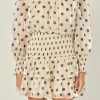 ENGLISH FACTORY Tops*- Polka Dot Mini Dress BEIGE/BLACK