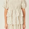 ENGLISH FACTORY Tops*- Polka Dot Lurex Multi Tiered Mini CREAM