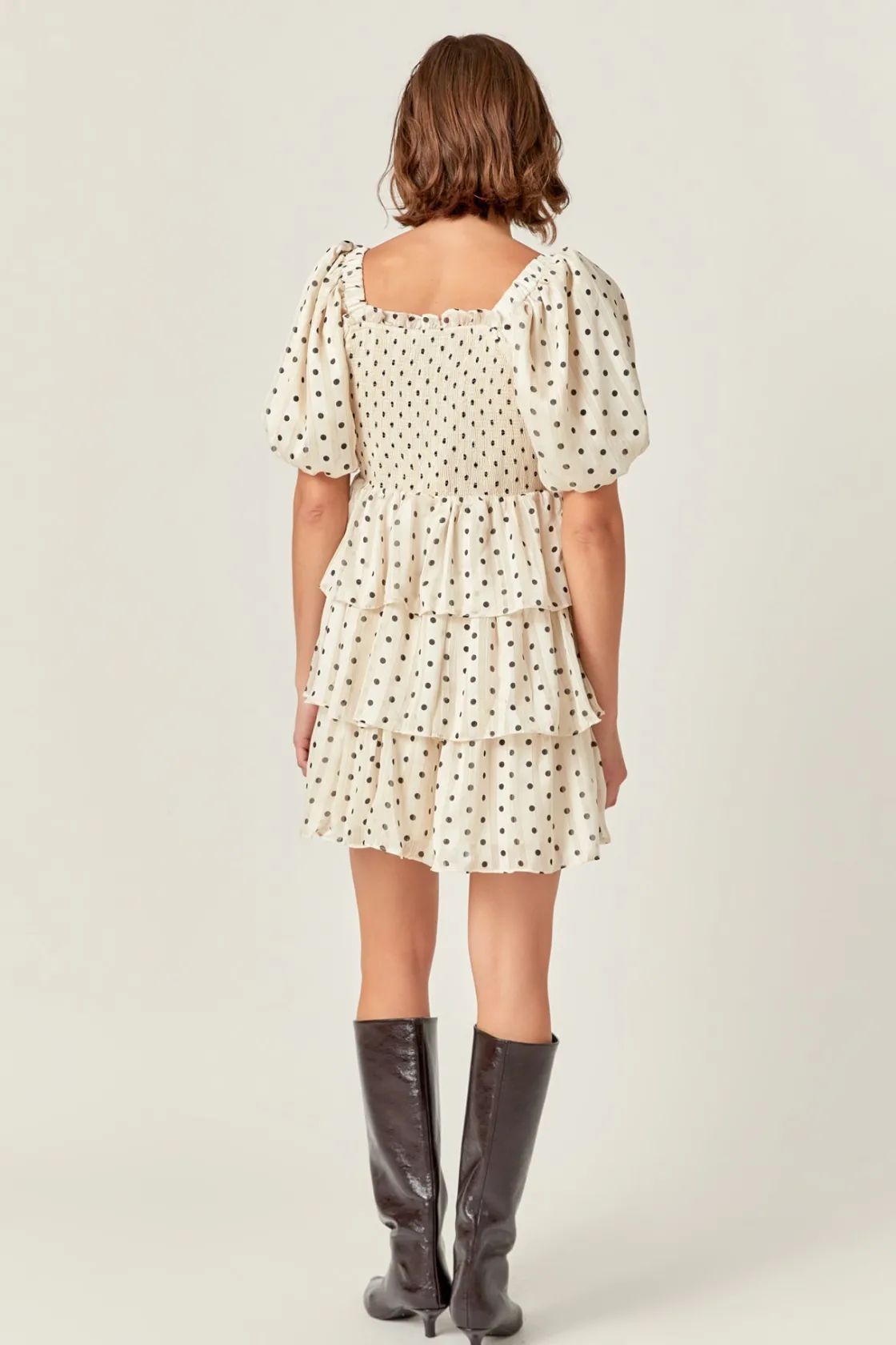 english_factory__polka_do_2-2.webp ENGLISH FACTORY Tops*- Polka Dot Lurex Multi Tiered Mini CREAM