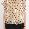 ENGLISH FACTORY Tops*- Polka-dot Puff Sleeve Top with Mock neck BEIGE/BLACK