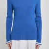 ENGLISH FACTORY Tops*- Poplin Combo Knit Dress MARINABLUE