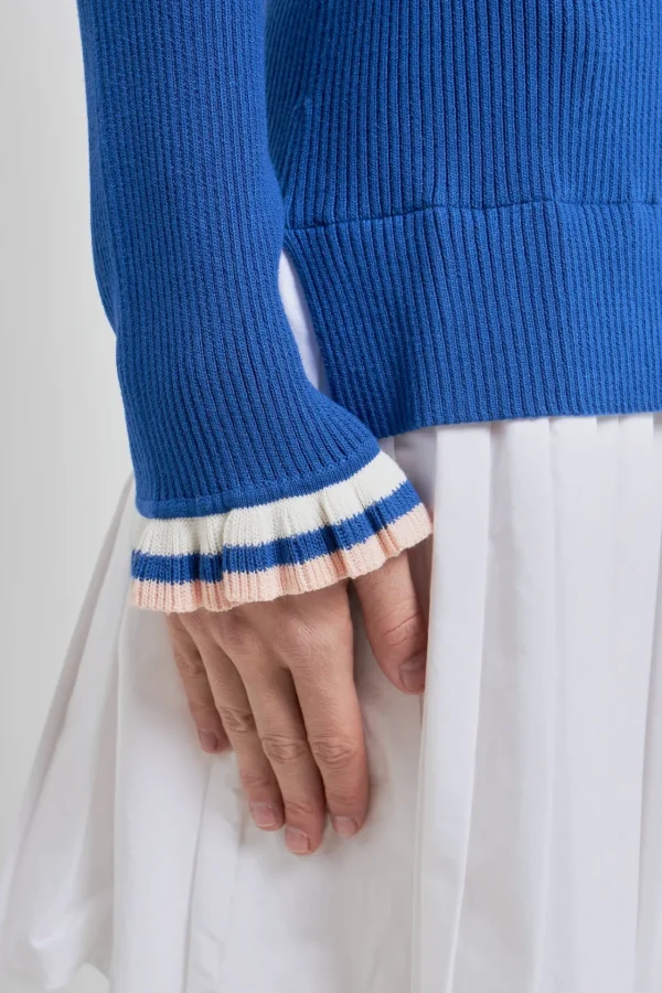 ENGLISH FACTORY Tops*- Poplin Combo Knit Dress MARINABLUE