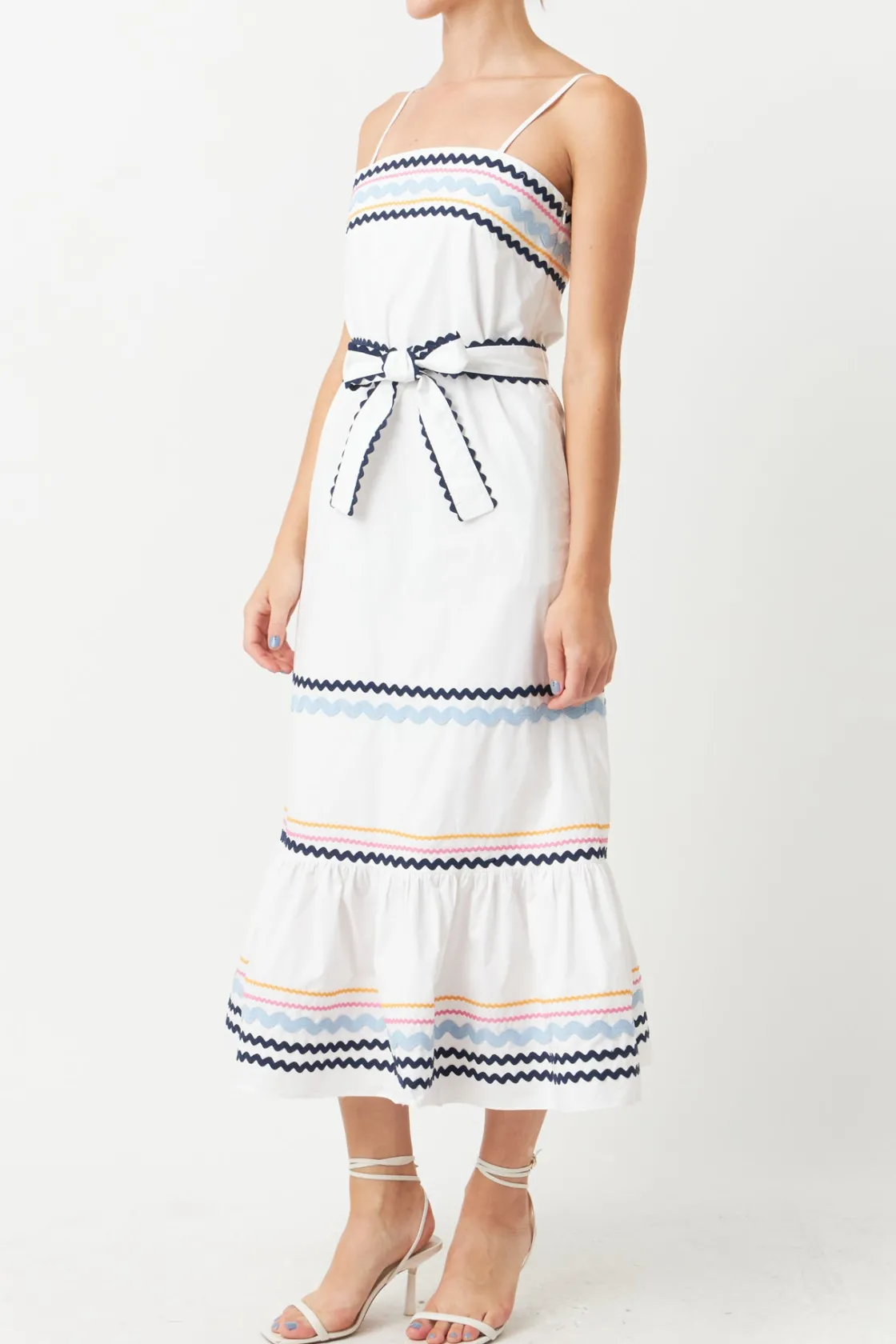 english_factory__poplin_m_0.webp ENGLISH FACTORY Tops*- Poplin Maxi Dress with Ric Rac Trim WHITEMULTI