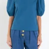 ENGLISH FACTORY Tops*- Poplin Puff Sleeve Top