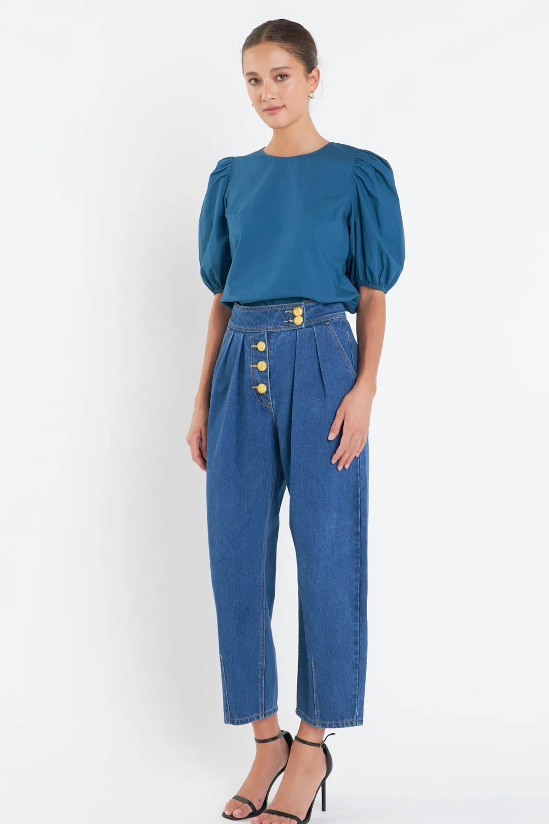 english_factory__poplin_p_1.webp ENGLISH FACTORY Tops*- Poplin Puff Sleeve Top