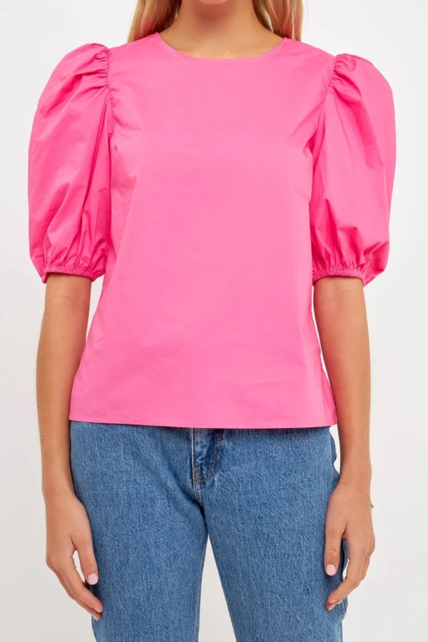 ENGLISH FACTORY Tops*- Poplin Puff Sleeve Top