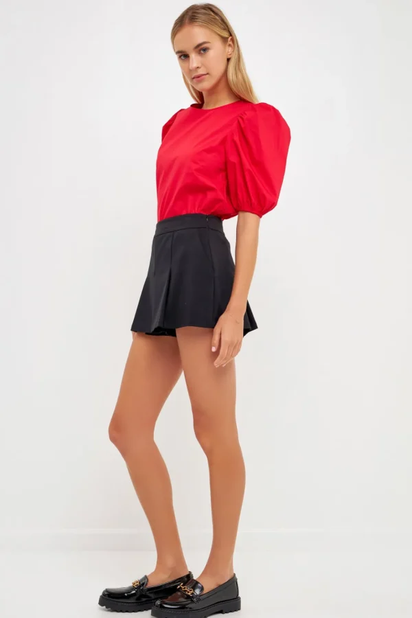 ENGLISH FACTORY Tops*- Poplin Puff Sleeve Top