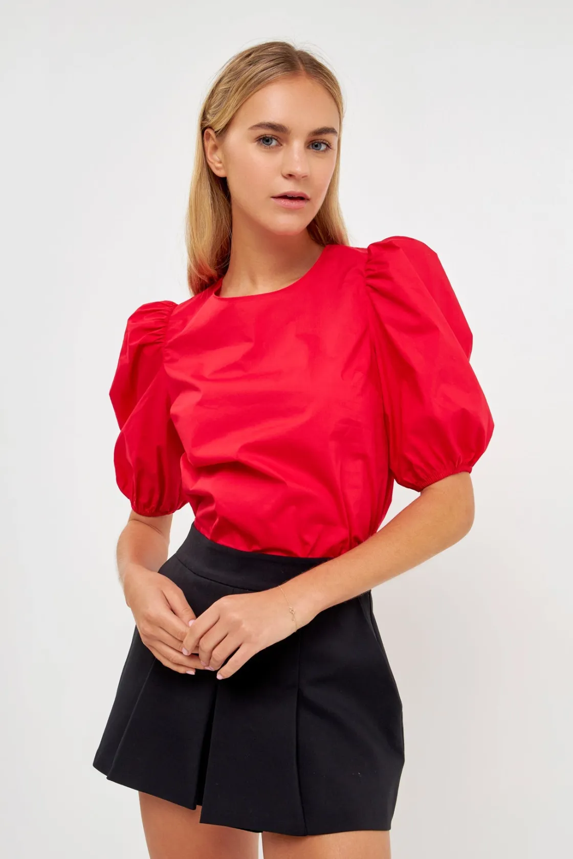 english_factory__poplin_p_23.webp ENGLISH FACTORY Tops*- Poplin Puff Sleeve Top