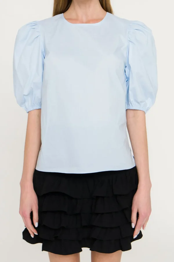 ENGLISH FACTORY Tops*- Poplin Puff Sleeve Top